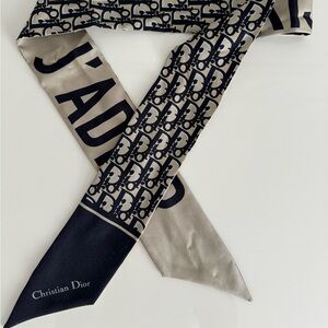 Dior Navy Blue Oblique Mitzah Silk Scarf